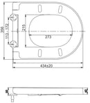 Deeline toiletzitting softclose en quick release glans wit - maattekening