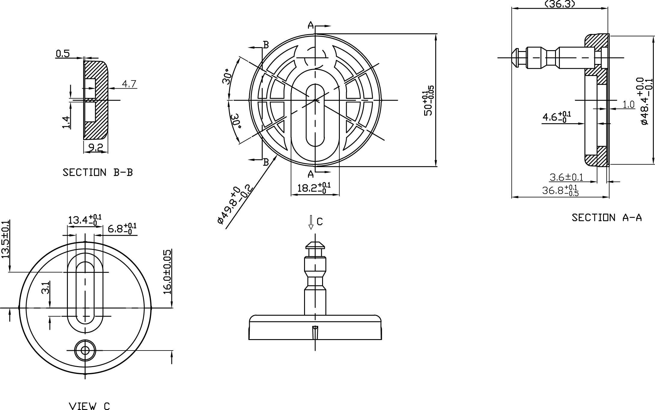 Maattekening Quick-Release zitting luxe bevestigingset compleet