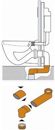 Sprongbocht verstelbaar 15-35cm, inbouwhoogte 80 mm, 90-110mm aansluitingen