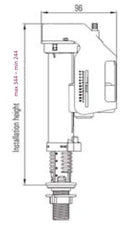 vlotterkraan onderaansluiting 3/8'' - maattekening