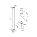 Valpijp modulair voor hooghangend reservoir 32/50 mm - maattekening