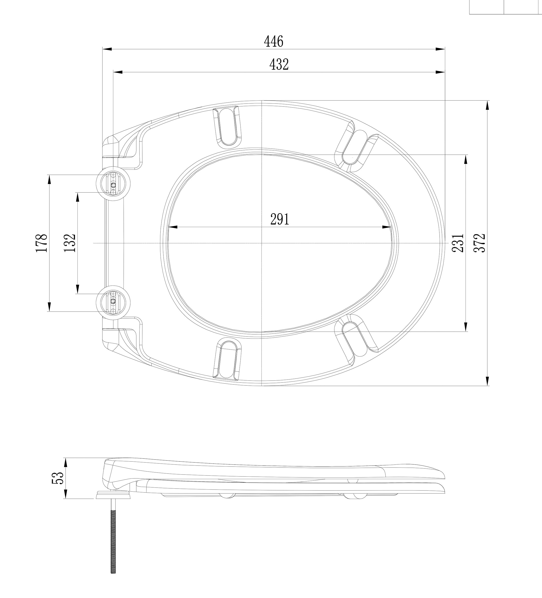 Maattekening Neptunus 2.0 toiletzitting glans wit
