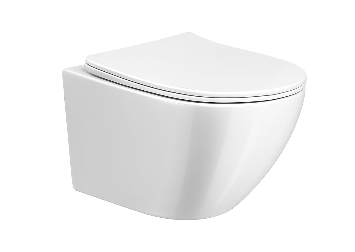 Nibiru Rimless Wandtoilet Met Toiletzitting Softclose En Quick Release Glans Wit