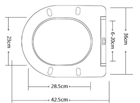 Nibiru toiletzitting softclose en quick release glans wit - maattekening