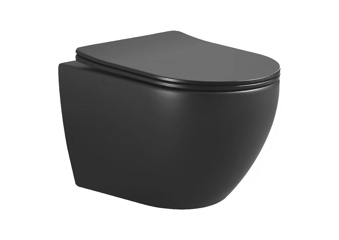 Nibiru Rimless Wandtoilet Met Toiletzitting Softclose En Quick Release Mat Zwart