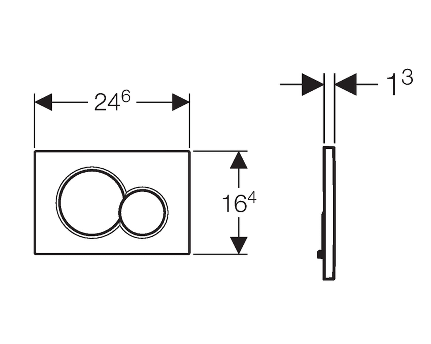 Maattekening Geberit Sigma-01 drukplaat wit