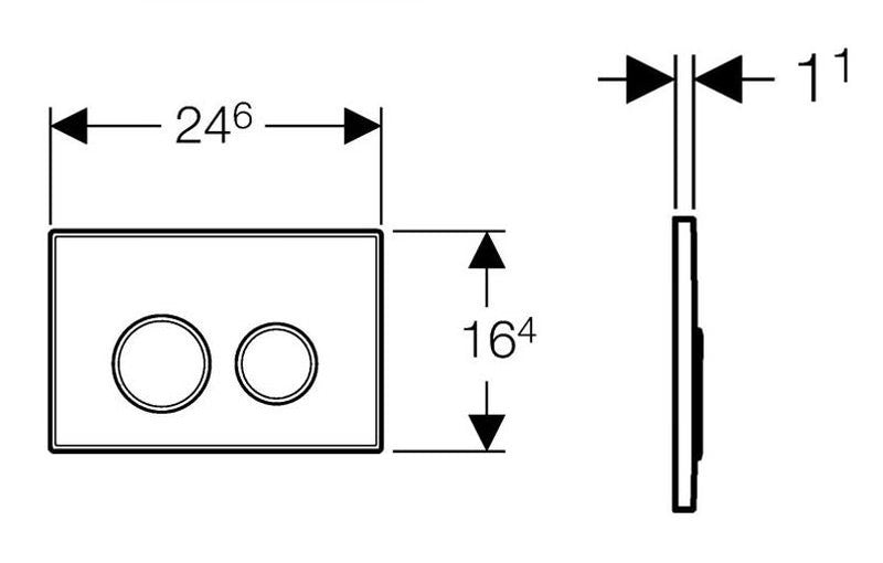 Maattekening Geberit Sigma 20 drukplaat wit/glans/wit