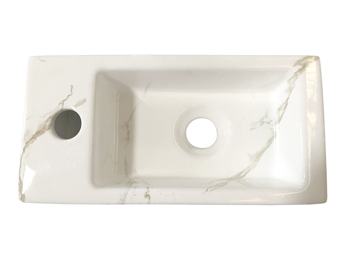 Rhea S mini fontein links 36,5 x 18 x 9 cm keramiek carrara – Wiesbaden – Onbekend – Fonteinen | Dealplein