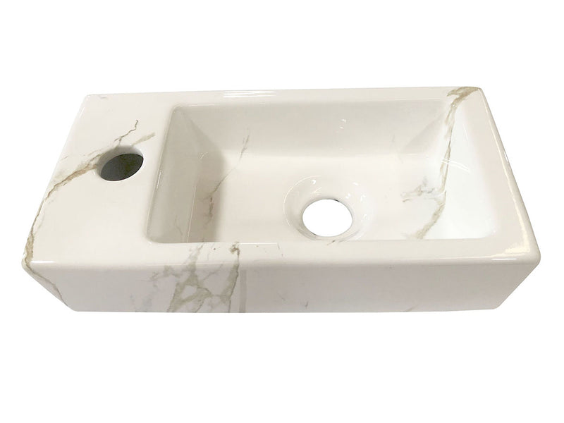 Rhea mini fontein links 36,5 x 18 x 9 cm keramiek carrara