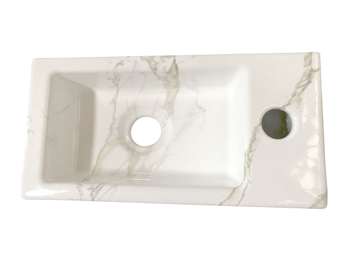Rhea S mini fontein rechts 36,5 x 18 x 9 cm keramiek carrara – Wiesbaden – Onbekend – Fonteinen | Dealplein