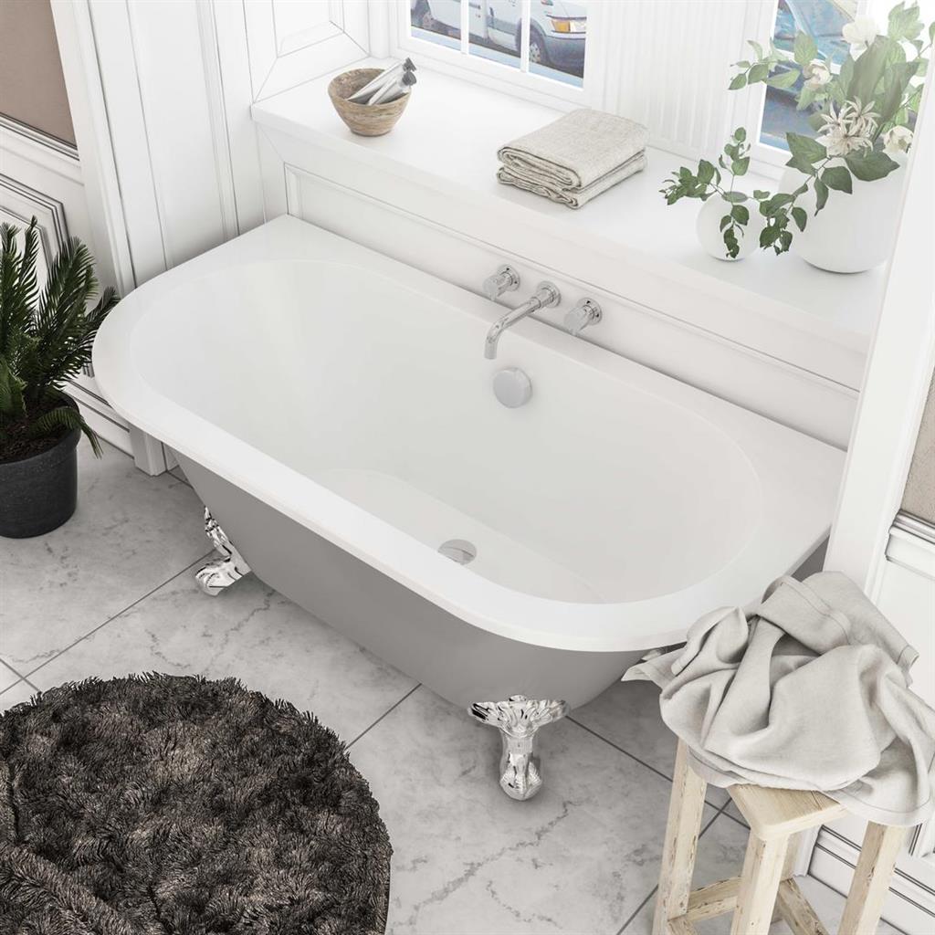 Eastbrook Mortlake Vrijstaand Roll Top Bad 150 x 74 x 61 cm Grijs