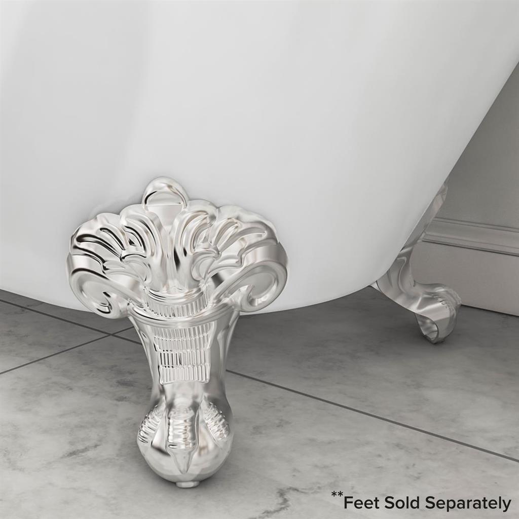 Detail van de badrand en afwerking van Vrijstaand Bad Eastbrook Mortlake Roll Top Wit 150 x 74 cm