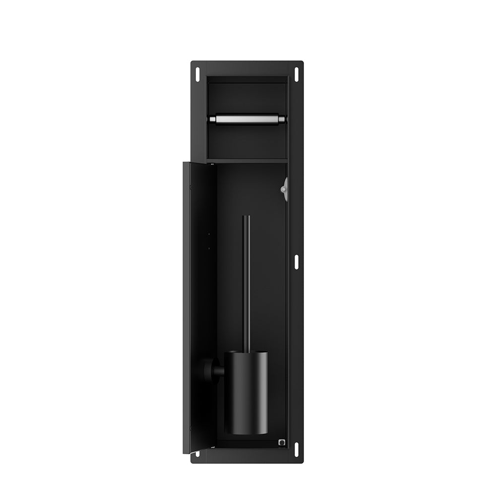 Rocko toiletrol- en borstelhouder inbouw betegelbaar mat zwart
