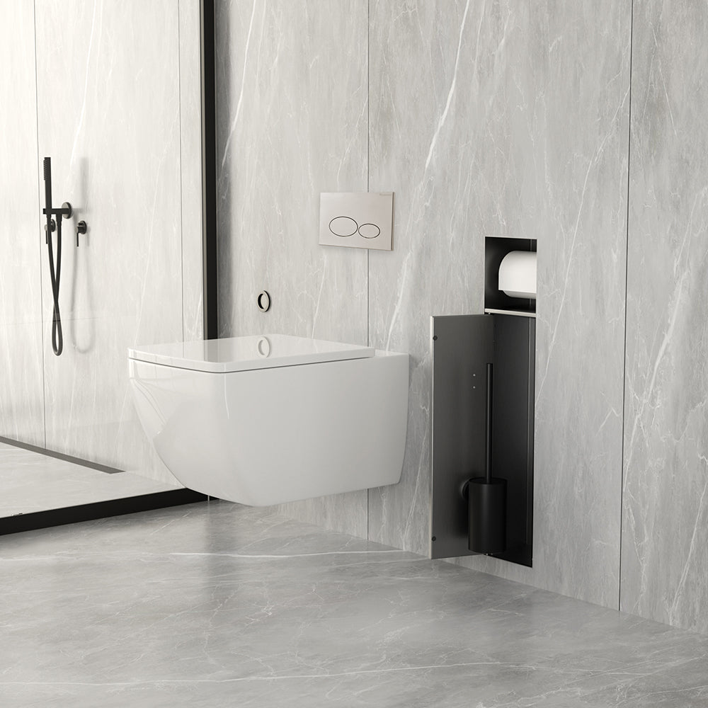 Rocko toiletrol- en borstelhouder inbouw betegelbaar gunmetal PVD