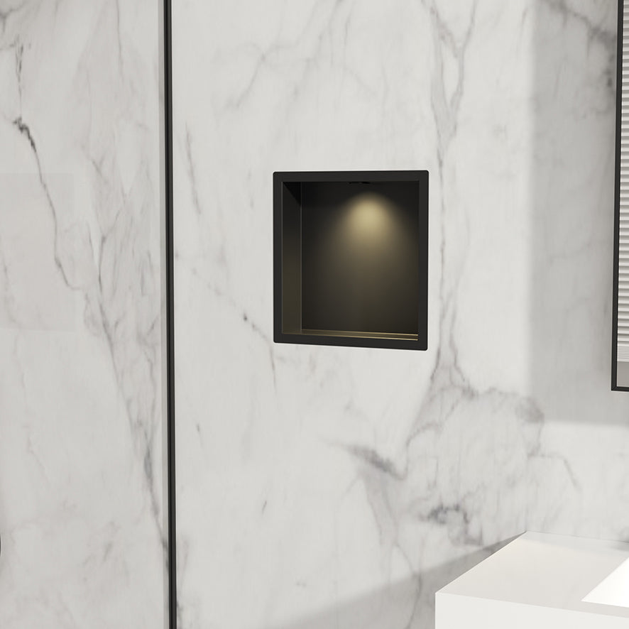 Wiesbaden Demis inbouwnis met LED 30 x 30 x 7 cm mat zwart