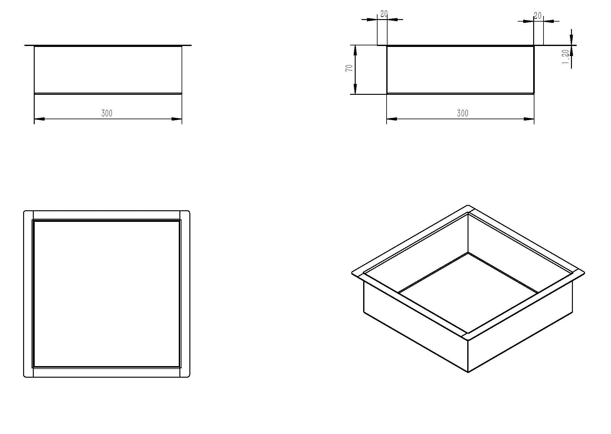 Maattekening Wiesbaden Demis inbouwnis met LED 30 x 30 x 7 cm mat zwart