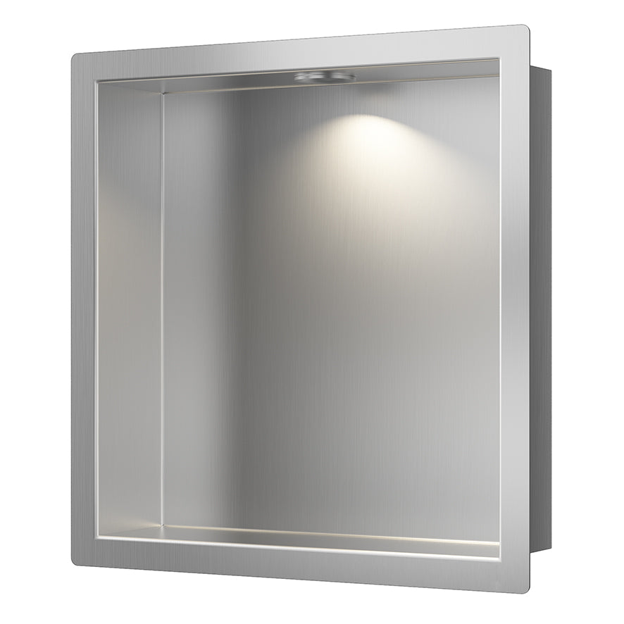 Wiesbaden Demis inbouwnis met LED 30 x 30 x 7 cm RVS