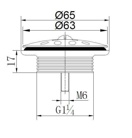 Korv open afvoerplug rooster 5/4" geborsteld staal maattekening – afmetingen volgens maattekening | Dealplein