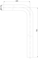 UniMatch vloerbuis 75 x 22 x 3,2 cm geborsteld messing PVD - maattekening