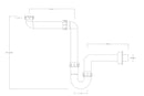 Ruimtebesparende sifon voor gootsteen/wastafel 1 ½”x 40 mm - maattekening
