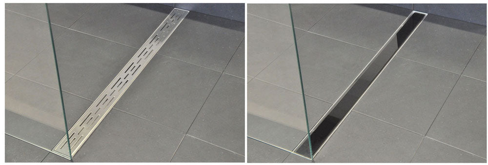 Wiesbaden Glasrooster voor douchegoot 70 x 7 cm glanzend zwart