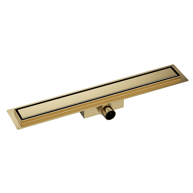 Wiesbaden Douchegoot met flens en tegelrooster 70 x 7 cm geborsteld messing PVD