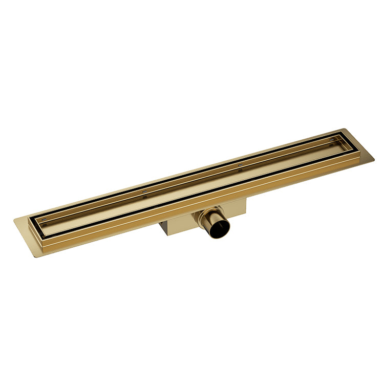 Wiesbaden Douchegoot met flens en tegelrooster 70 x 7 cm geborsteld messing PVD