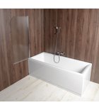 Aqualine Vilma Badscherm 600x1400mm Chroom/left/Melkglas afbeelding 2