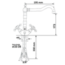Antea Wastafelmengkraan met Afvoerplug Retro Uitloop, brons