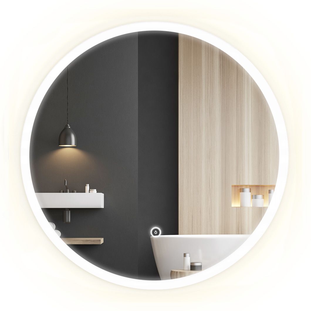 Badkamerspiegel Rea Wandspiegel FFJ60 60×60 cm Wit — met LED-verlichting
