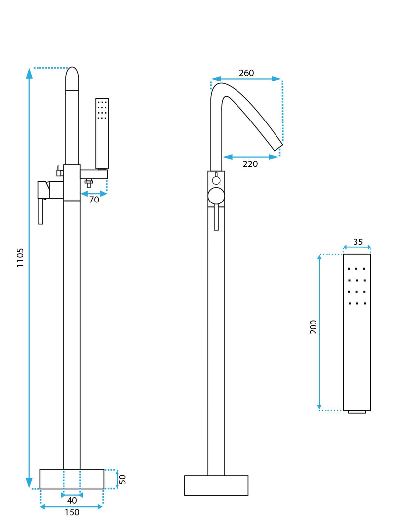 Vloeren badmengkraan Rea Aras Chrom - View 5