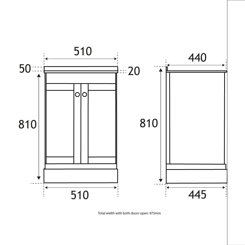 Eastbrook Hardwick Staand Badmeubel 50x45 Cm Met Deuren Mat Wit