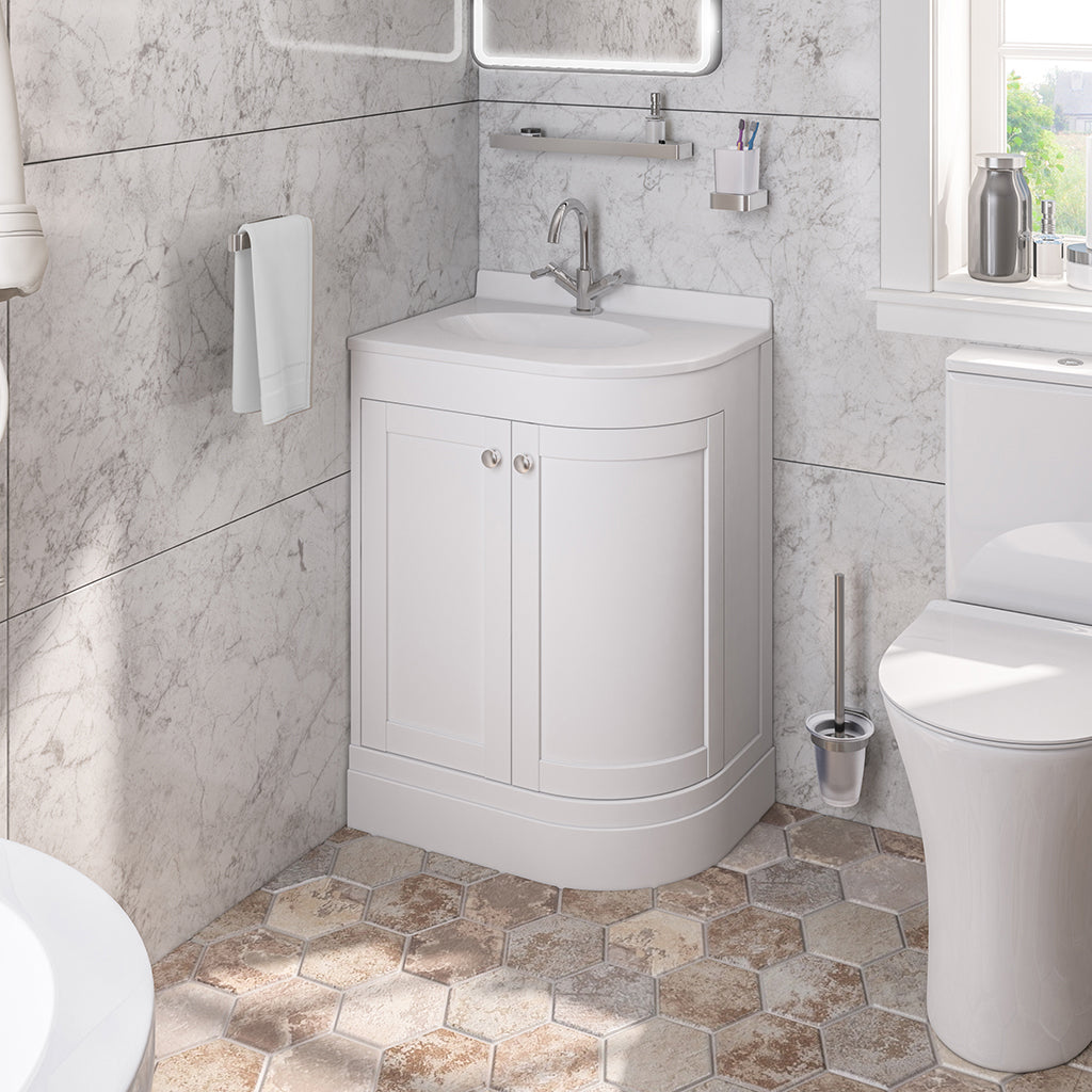 Eastbrook Hardwick Staand Badmeubel 60x45 Cm Hoek Links Mat Wit