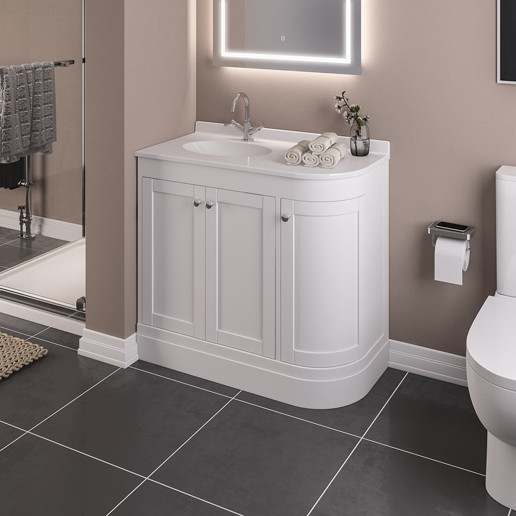 Eastbrook Hardwick Staand Badmeubel 90x45 Cm Hoek Links Mat Wit