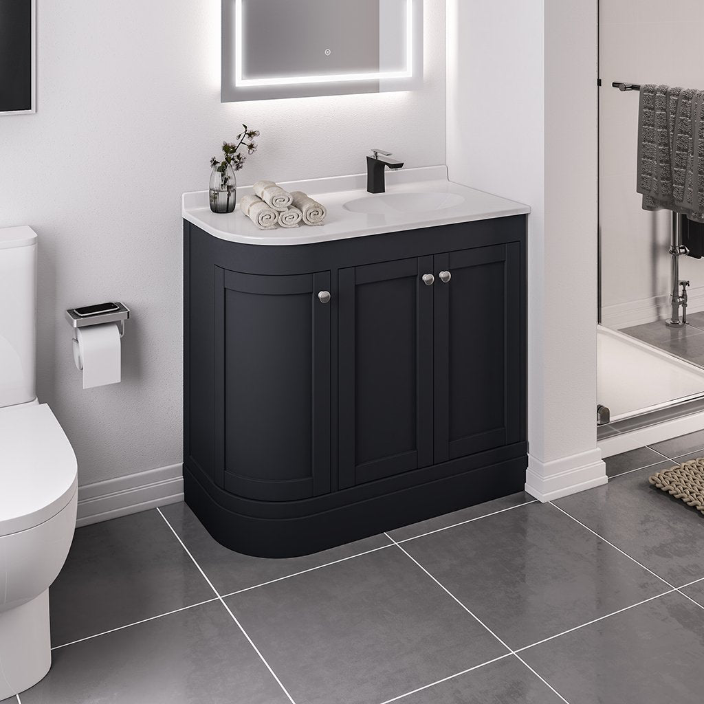 Eastbrook Hardwick Staand Badmeubel 90x45 Cm Hoek Rechts Mat Antraciet