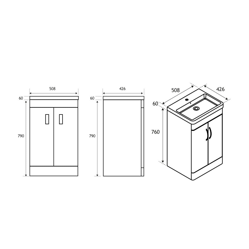 Eastbrook Cavone Staand Badmeubel 50x46 Cm Met Deuren Hoogglans Wit