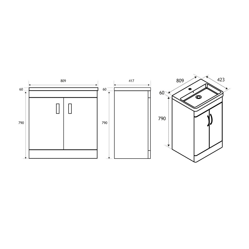 Eastbrook Cavone Staand Badmeubel 80x46 Cm Met Deuren Hoogglans Wit
