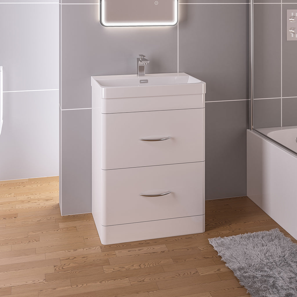 Eastbrook Cavone Staand Badmeubel 80x46 Cm Met Lades Hoogglans Wit