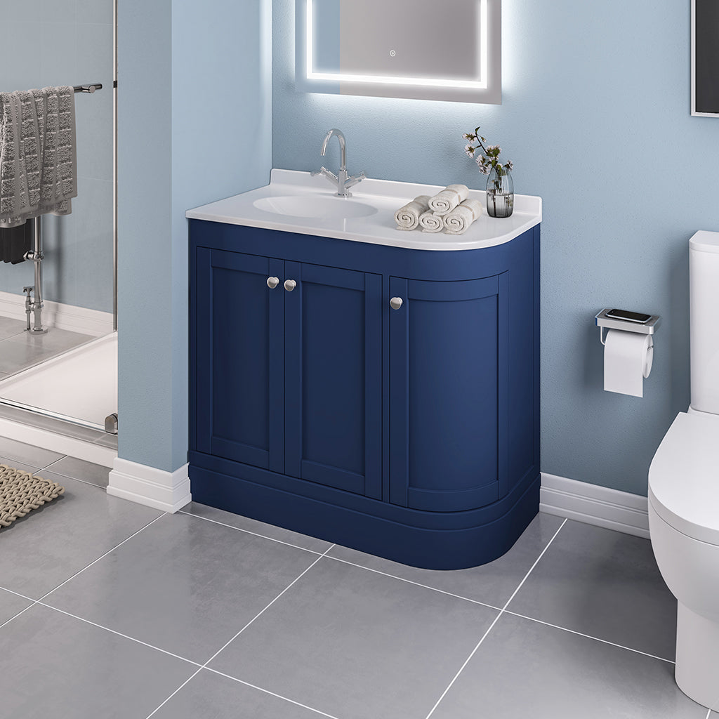 Eastbrook Hardwick Staand Badmeubel 90x45 Cm Hoek Links Mat Kobaltblauw