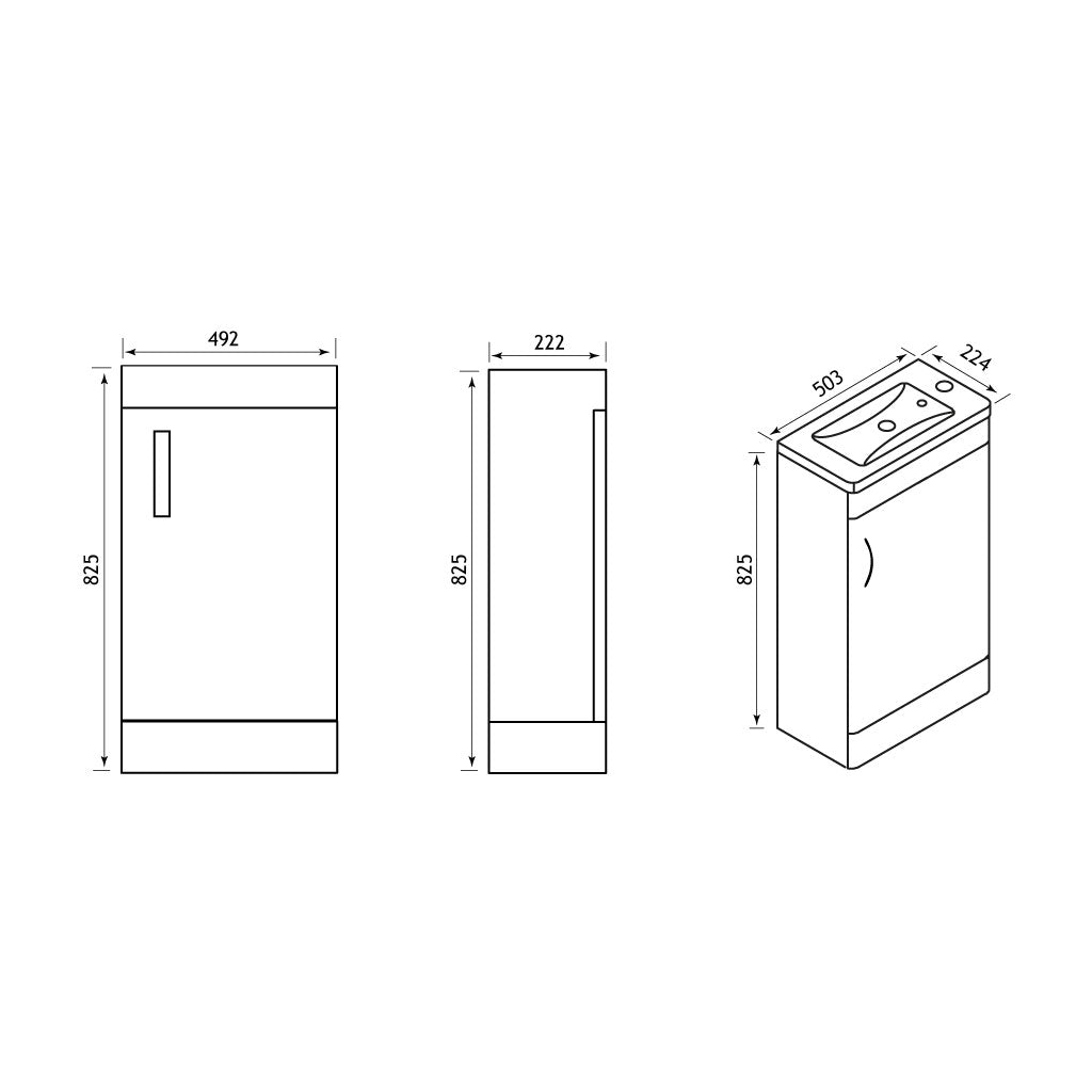 Eastbrook Cavone Staand Badmeubel 50x25 Cm 1 Deur Mat Grijs