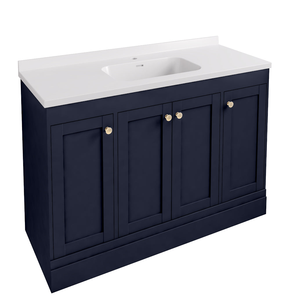 Eastbrook Hardwick Wastafel 120x47 Cm Vierkant Cast Marble Wit