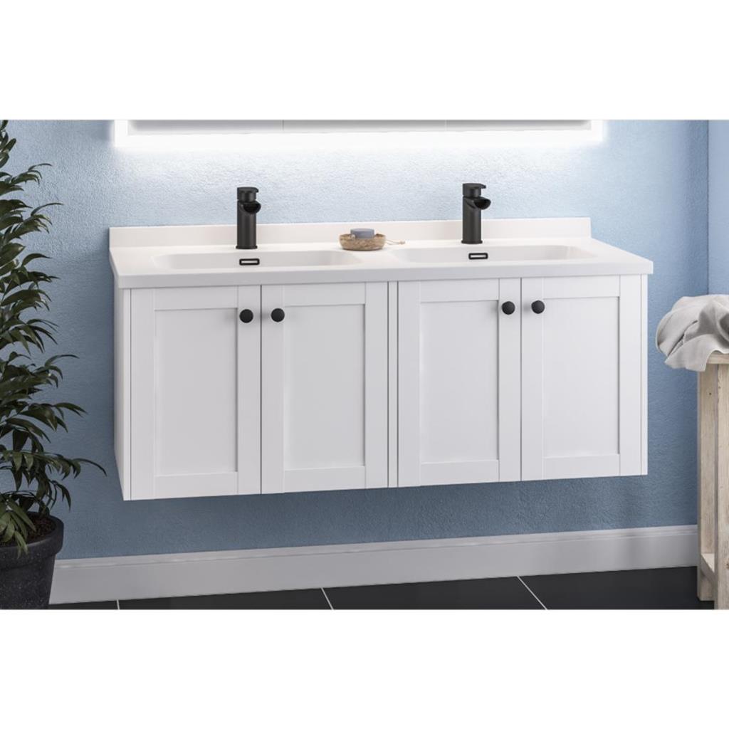 Eastbrook Hardwick dubbele wastafel 121x47 cm Cast Marble wit