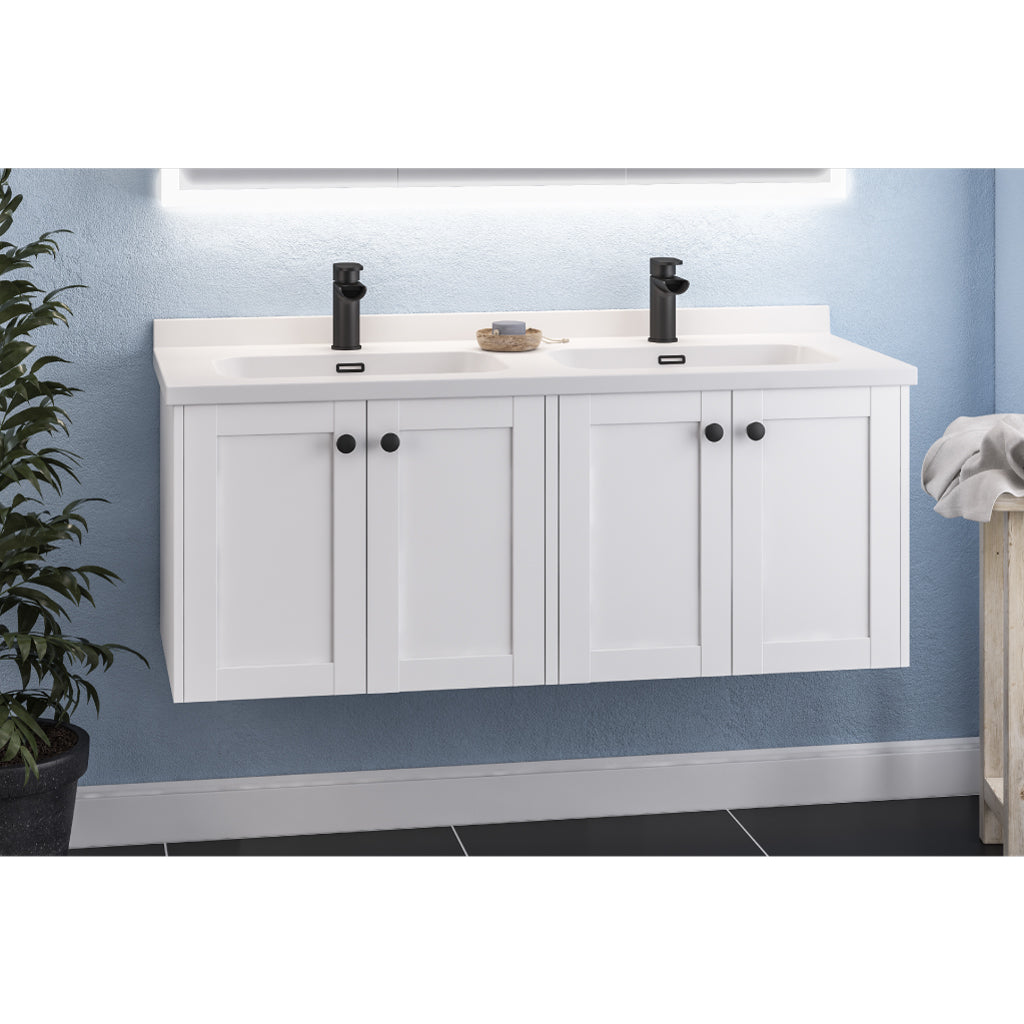 Eastbrook Hardwick Dubbele Wastafel 120x47 Cm Vierkant Cast Marble Wit
