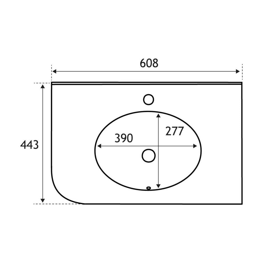Eastbrook Hardwick wastafel 60x44 cm quartz wit rechts
