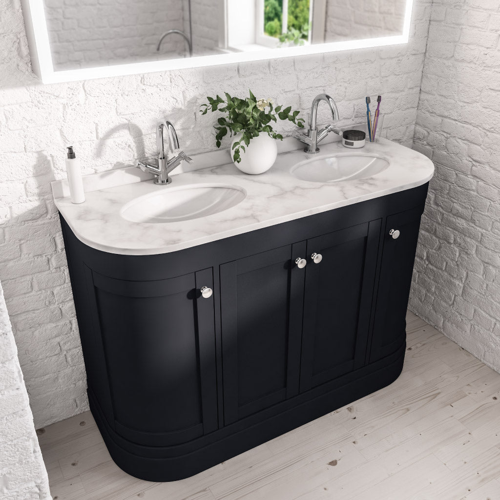 Eastbrook Hardwick Dubbele Wastafel Quartz Wit