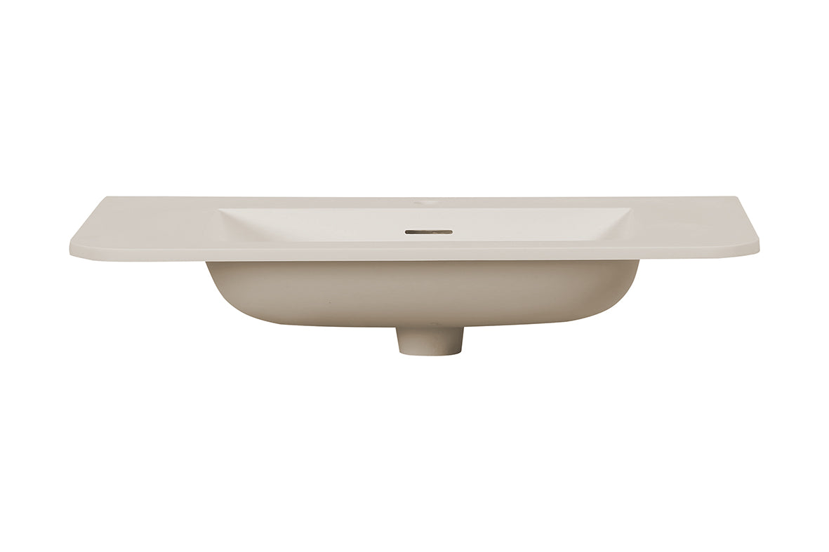 Wiesbaden Laro wastafel enkel met 1 kraangat ronde hoeken 80 x 48 x 1,5 cm solid surface beige