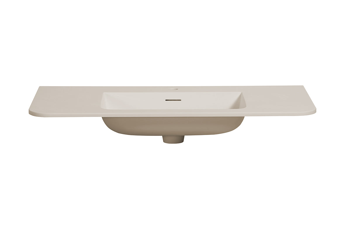Wiesbaden Laro wastafel enkel met 1 kraangat ronde hoeken 100 x 48 x 1,5 cm solid surface beige