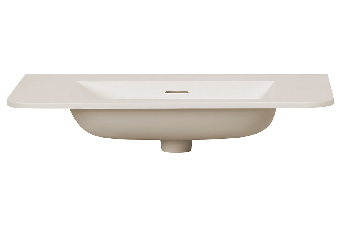 Wiesbaden Laro wastafel zonder kraangat ronde hoeken 80 x 48 x 1,5 cm solid surface beige