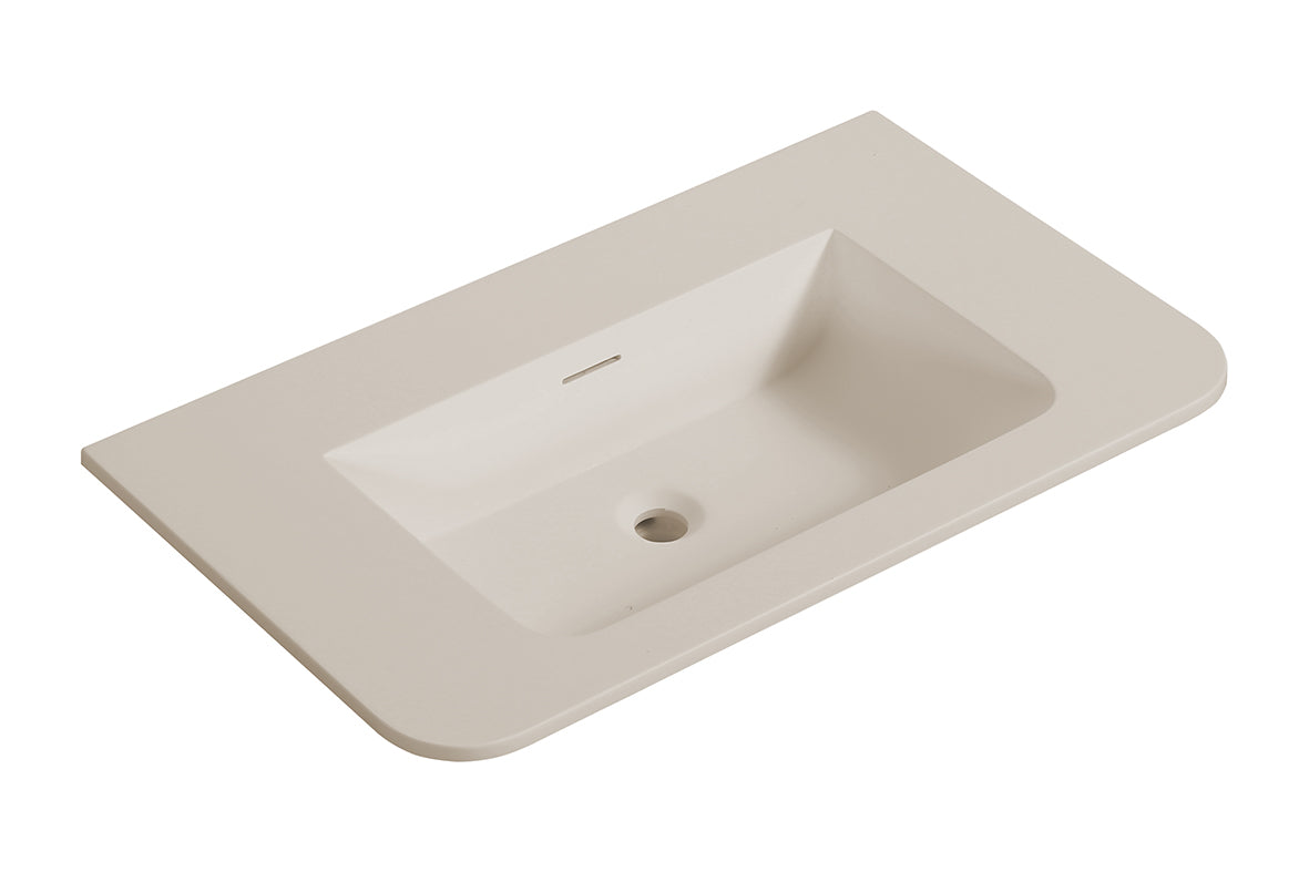 Laro wastafel zonder kraangat ronde hoeken 80 x 48 x 1,5 cm solid surface beige – Wiesbaden – Beige – Meubelwastafel | Dealplein