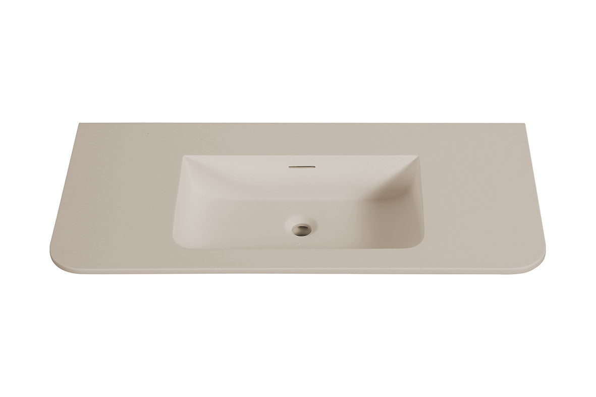 Wiesbaden Laro wastafel zonder kraangat ronde hoeken 100 x 48 x 1,5 cm solid surface beige